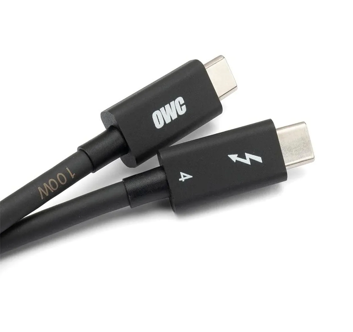 Black Thunderbolt 4 cable with USB-C connectors, .72 m length