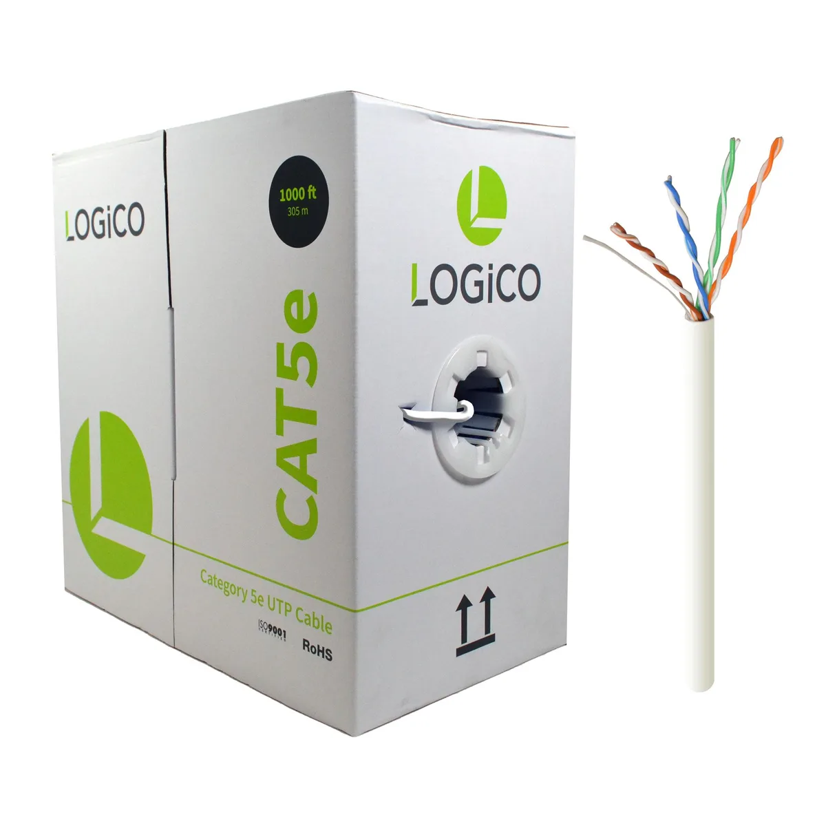 Logico Logico C5EU2102 Cat5e UTP CCA network ethernet cable 1000 ft white — product photo
