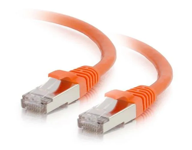 Orange shielded Cat6 Ethernet cable, 2 ft, snagless RJ45 connectors