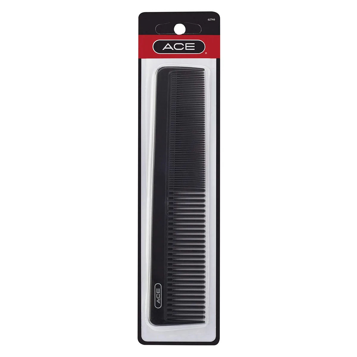 Black 7.5 inch plastic dressing comb with fine teeth