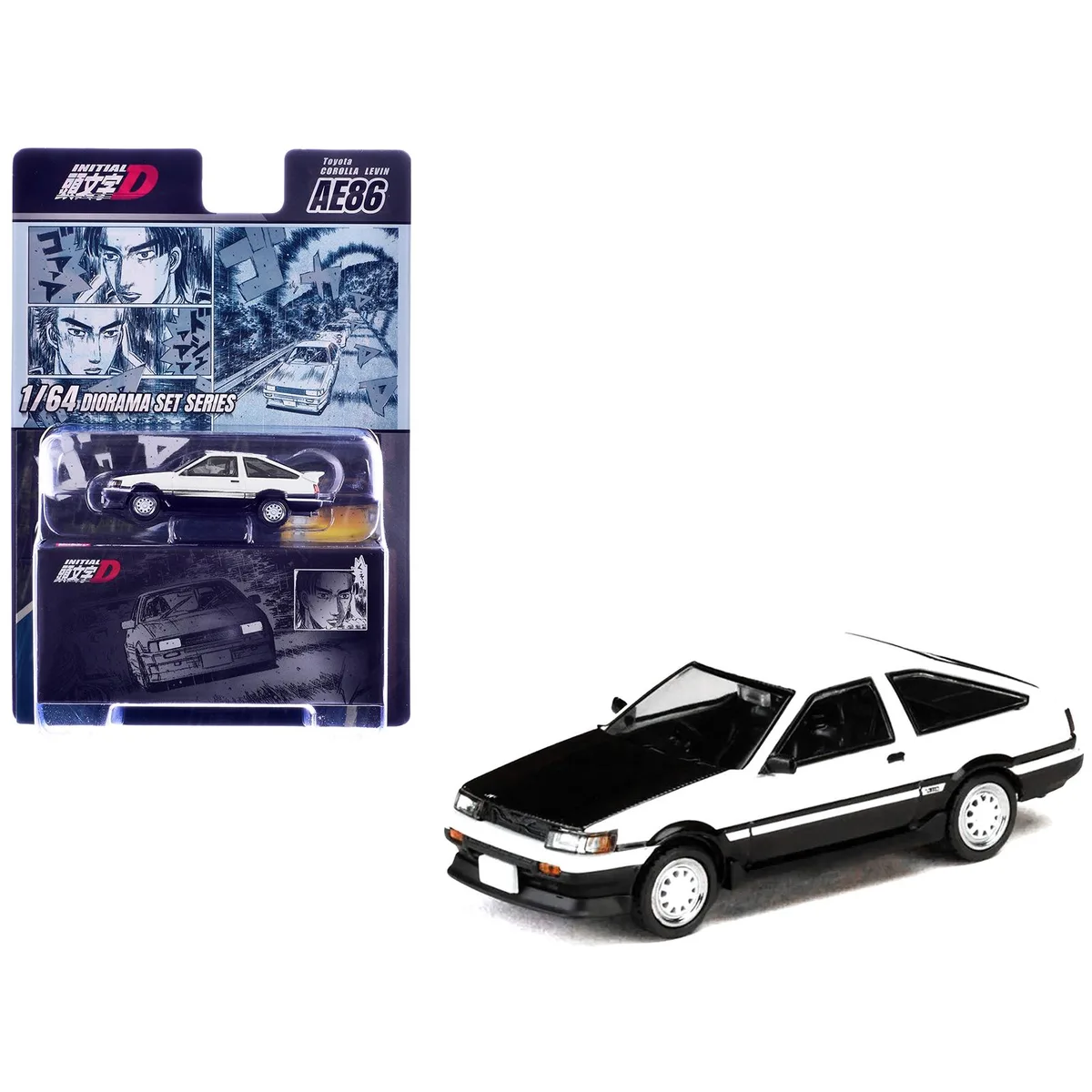HOBBY JAPAN HOBBY JAPAN Toyota Corolla Levin AE86 White Carbon Hood Initial D 1/64 Diecast Hobby Collectible — product photo