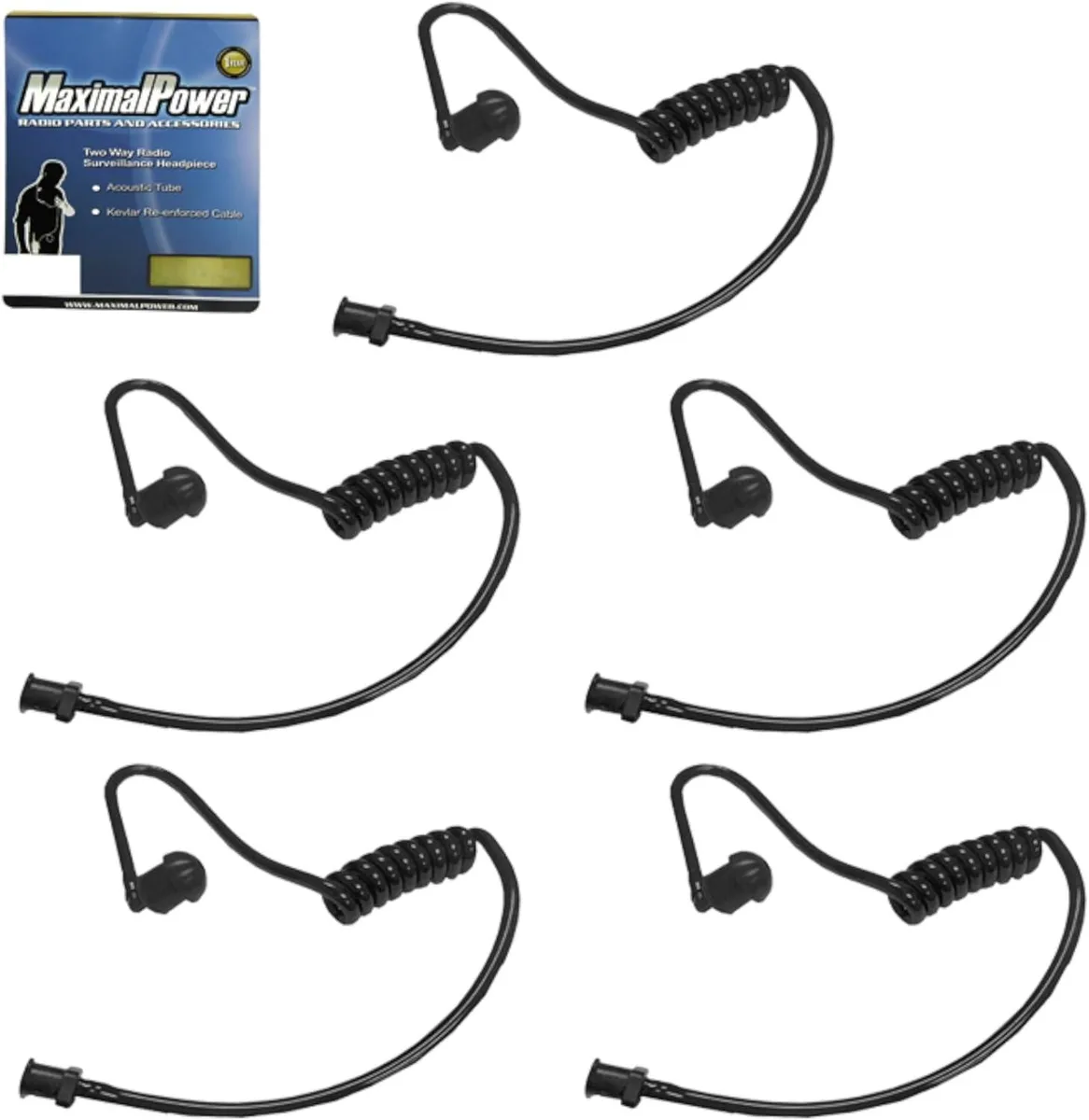 usbroway usbroway Black Coiled Acoustic Tube 5 Pack for Two-Way Radio — product photo