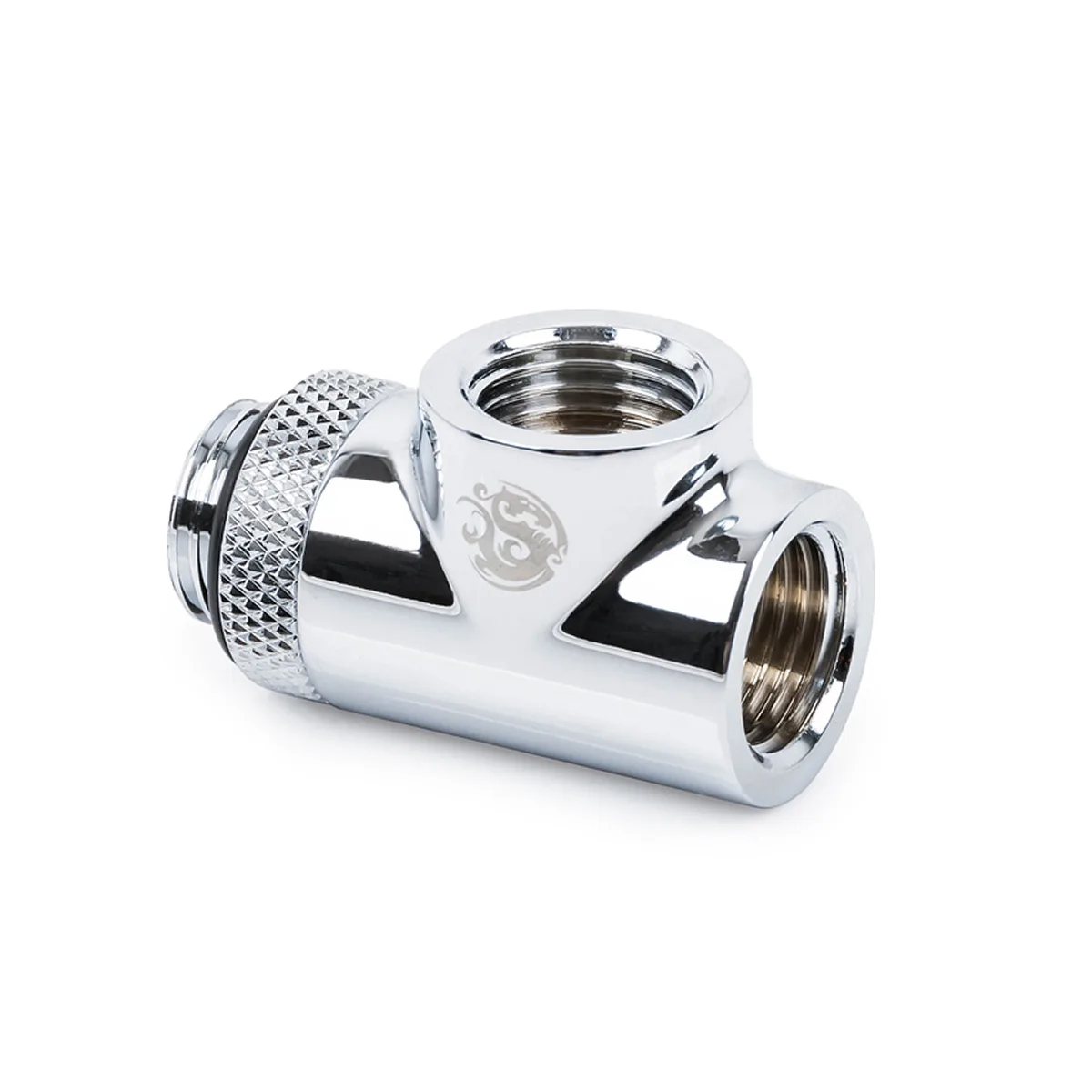 Bitspower Bitspower BP-TBRGIG2 T-Block Rotary Fitting G1/4" x1 / Inner G1/4" x2 Silver — product photo