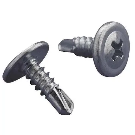 Silver self-tapping screws, wafer head, 0.5 in, pack of 100