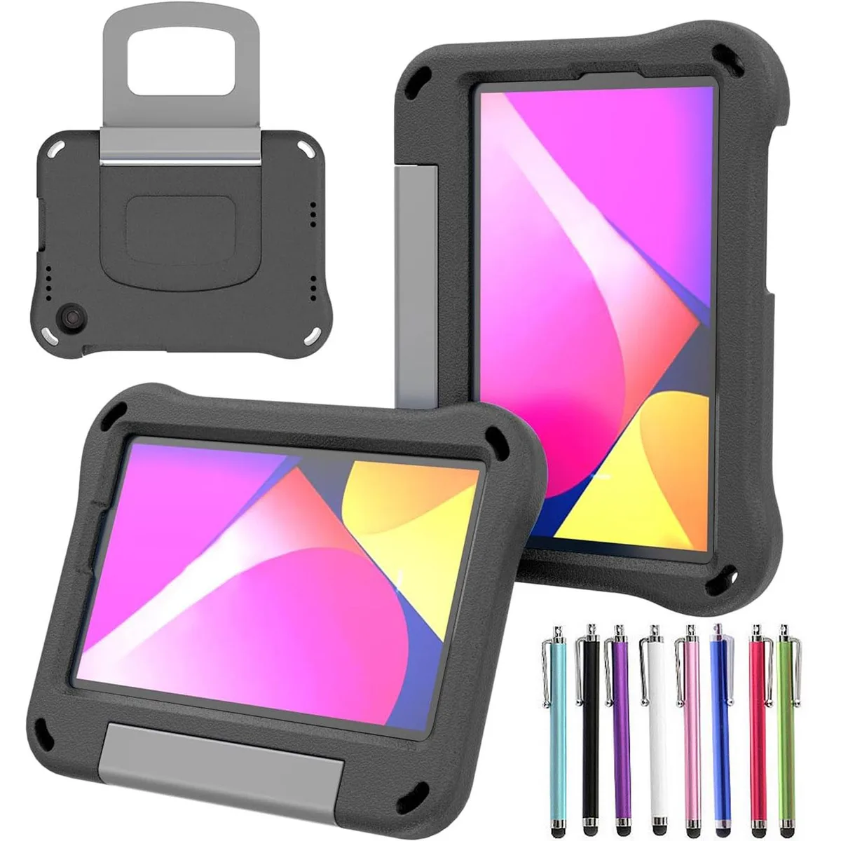 anicestore anicestore 9137W case for TCL Tab 8 LE 8 inch EVA black with handle kickstand and stylus — product photo