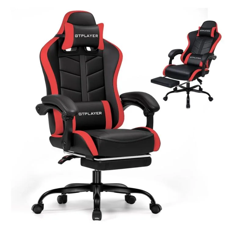 GTPLAYER GTPLAYER Gaming Chair with Footrest Red 27.56"D x 19"W x 52.6"H — product photo
