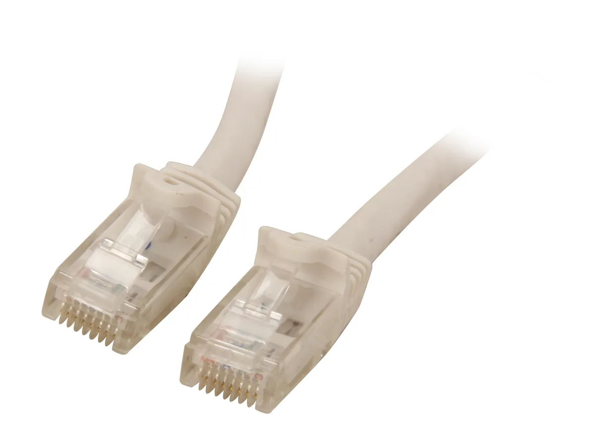 White 3 ft Cat6 snagless patch cable with moulded RJ45 ends