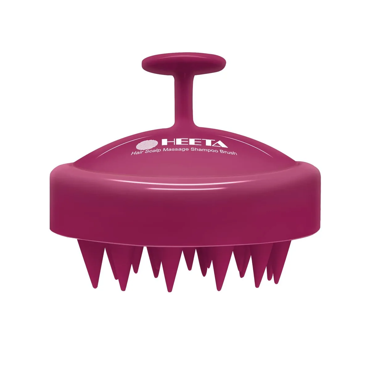 Red silicone scalp brush with ergonomic handle