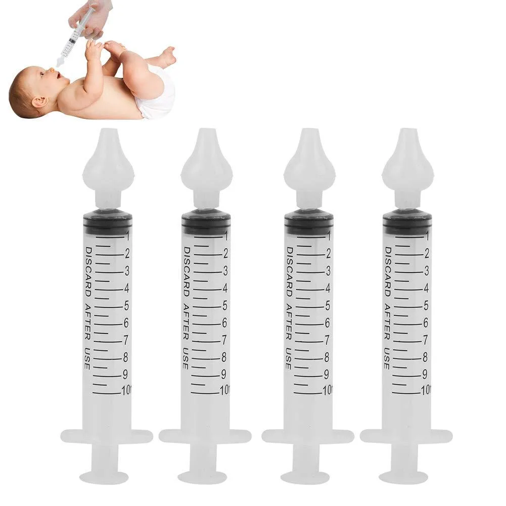 Four small white 10 ml syringes with soft silicone nasal tips