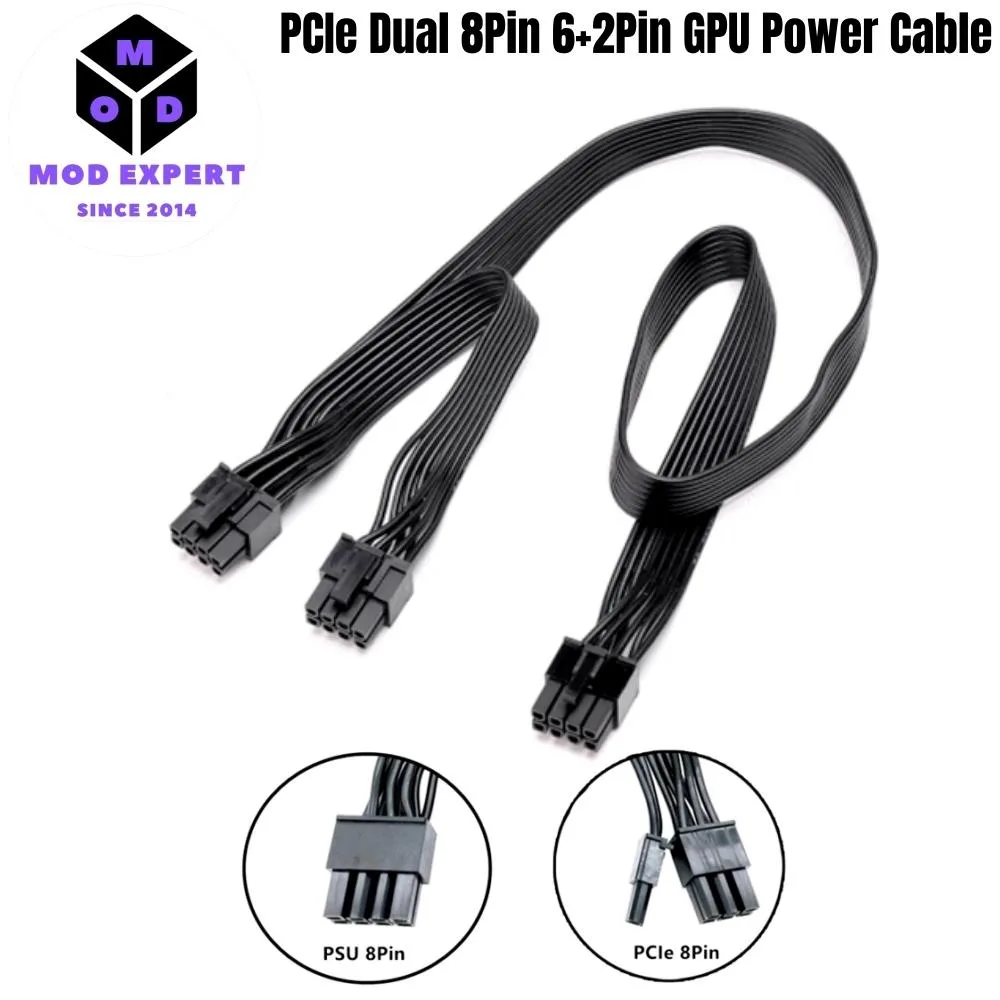 YEPLOOK YEPLOOK PCIe Dual 8Pin 6+2Pin GPU Power Cable for Corsair RM-x Type 4 60+20 CM 18AWG — product photo