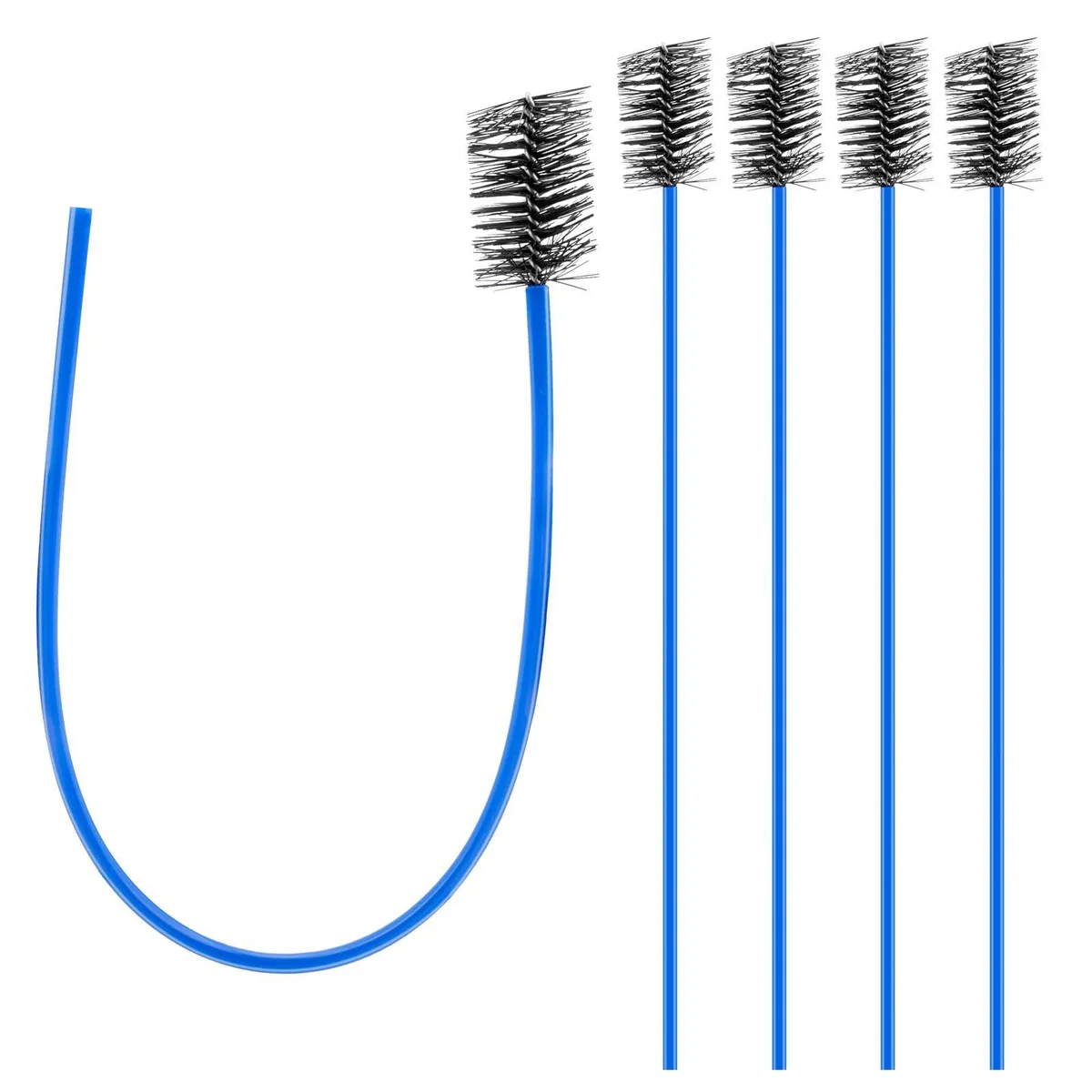 Five blue flexible 16-inch AC drain cleaning brushes