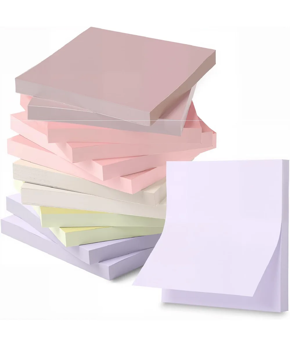 Twelve square sticky-note pads in a multicolor mix, 3x3 inches each