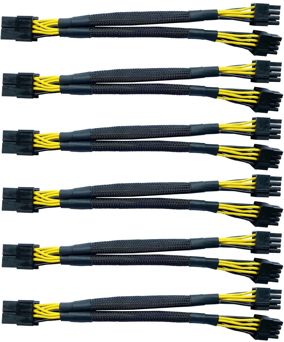 DIVI DIVI 1007 PCIe 8 pin female to dual 8(6+2) pin male power cable 9 inch 6 pack — product photo