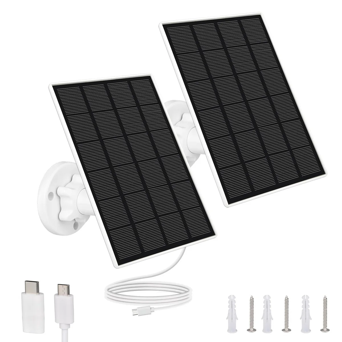 White rectangular solar panel with adjustable mount and 9.8ft cable