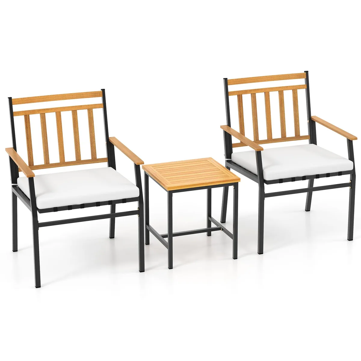SlickBlue SlickBlue 3-Piece Acacia Patio Set White 22.5" x 23" x 31" Chairs — product photo