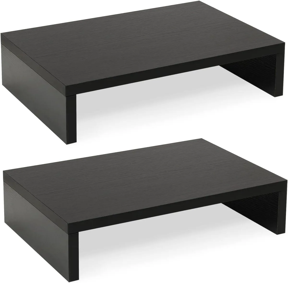PISKEKAT PISKEKAT 2-Tier Wood Monitor Stand Riser Black 2 Pack — product photo