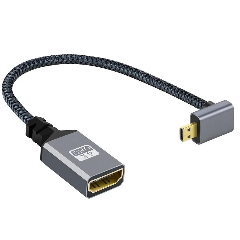 LORDWORLD LORDWORLD 4K Micro HDMI 1.4 Male 90° Down Angled to HDMI Female Extension Cable — product photo