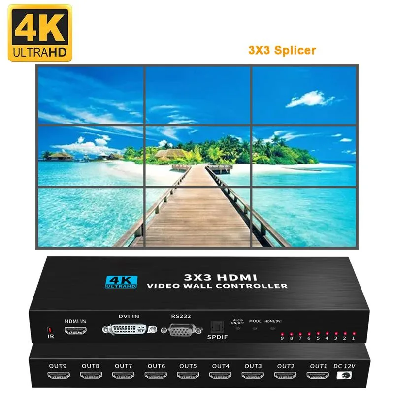 Jansicotek Jansicotek OZJP2 3x3 Video Wall Processor 1 HDMI In 9 HDMI Out 1080P60Hz Output 4K30Hz Input RS232 13 Modes — product photo
