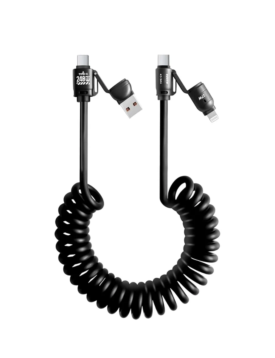 Mobee Mobee 4-in-1 Retractable Coiled Cable 240W 2M — product photo