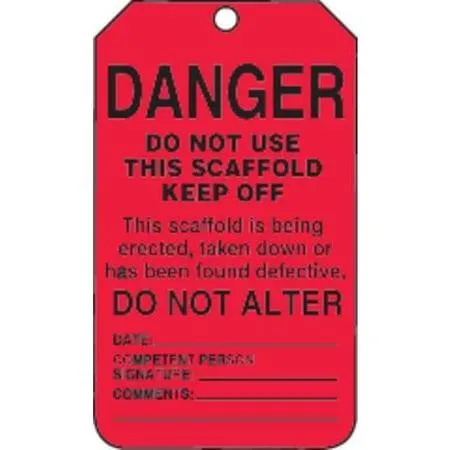 Rectangular red plastic danger tags, pack of 25