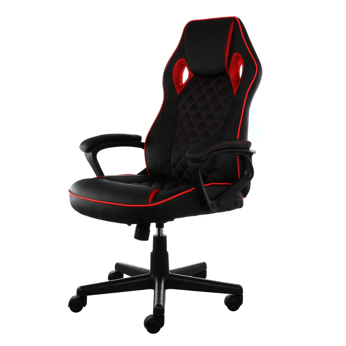 Elama Elama HH-8108H High Back Faux Leather Chair Black Red — product photo