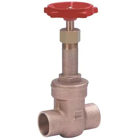 Bronze gate valve with rising stem wheel handle, solder connection, half-inch size
