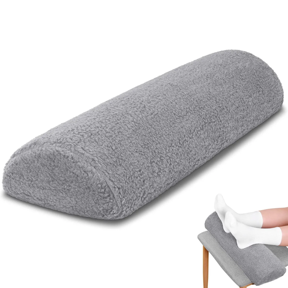 Dark gray half-moon bolster pillow 19.7 by 8 by 3.5 inches
