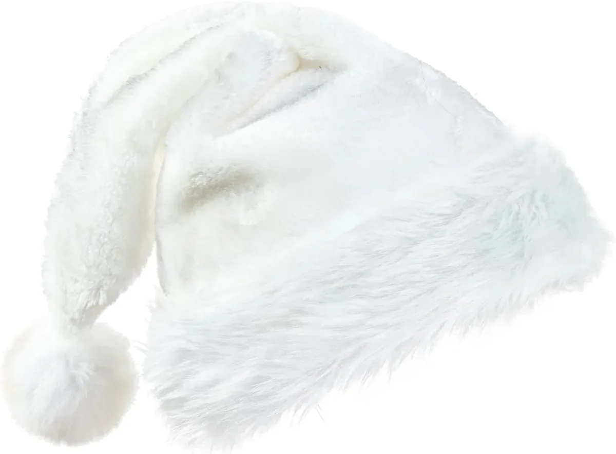 Tanvia Tanvia Velvet Plush Santa Hat White — product photo