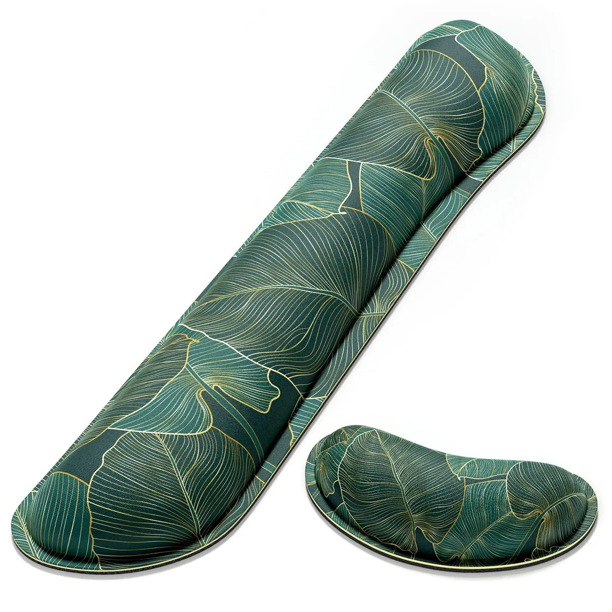  Dapesuom JPDTZ-Cute Green Leaf Keyboard &amp; Mouse Wrist Rest Set, Green, 17 x 3.6 x 1 in — product photo