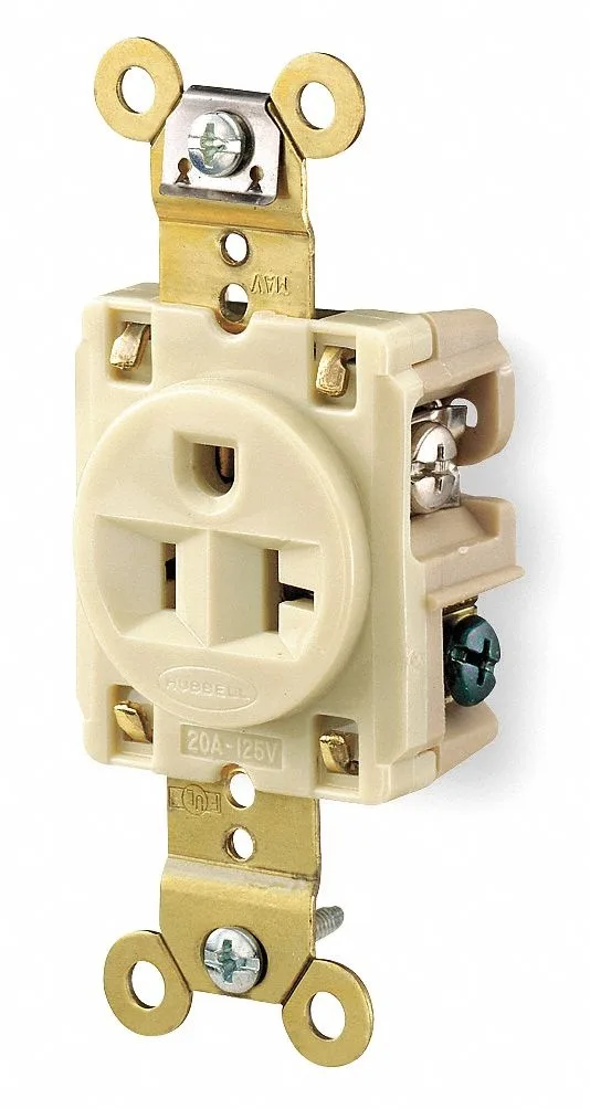 Hubbell Incorporated Hubbell Incorporated HBL5361I Straight Blade Receptacle 5-20R 20 A Ivory — product photo