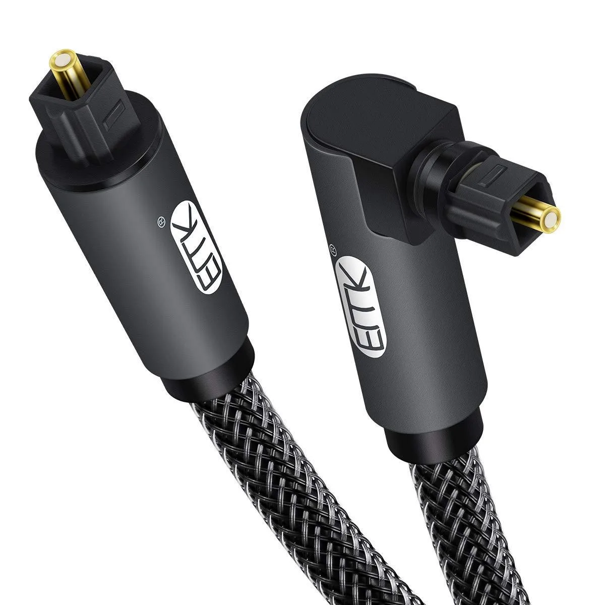 EMK 90 Degree Toslink Digital Optical Audio Cable 1.5m Grey — product photo