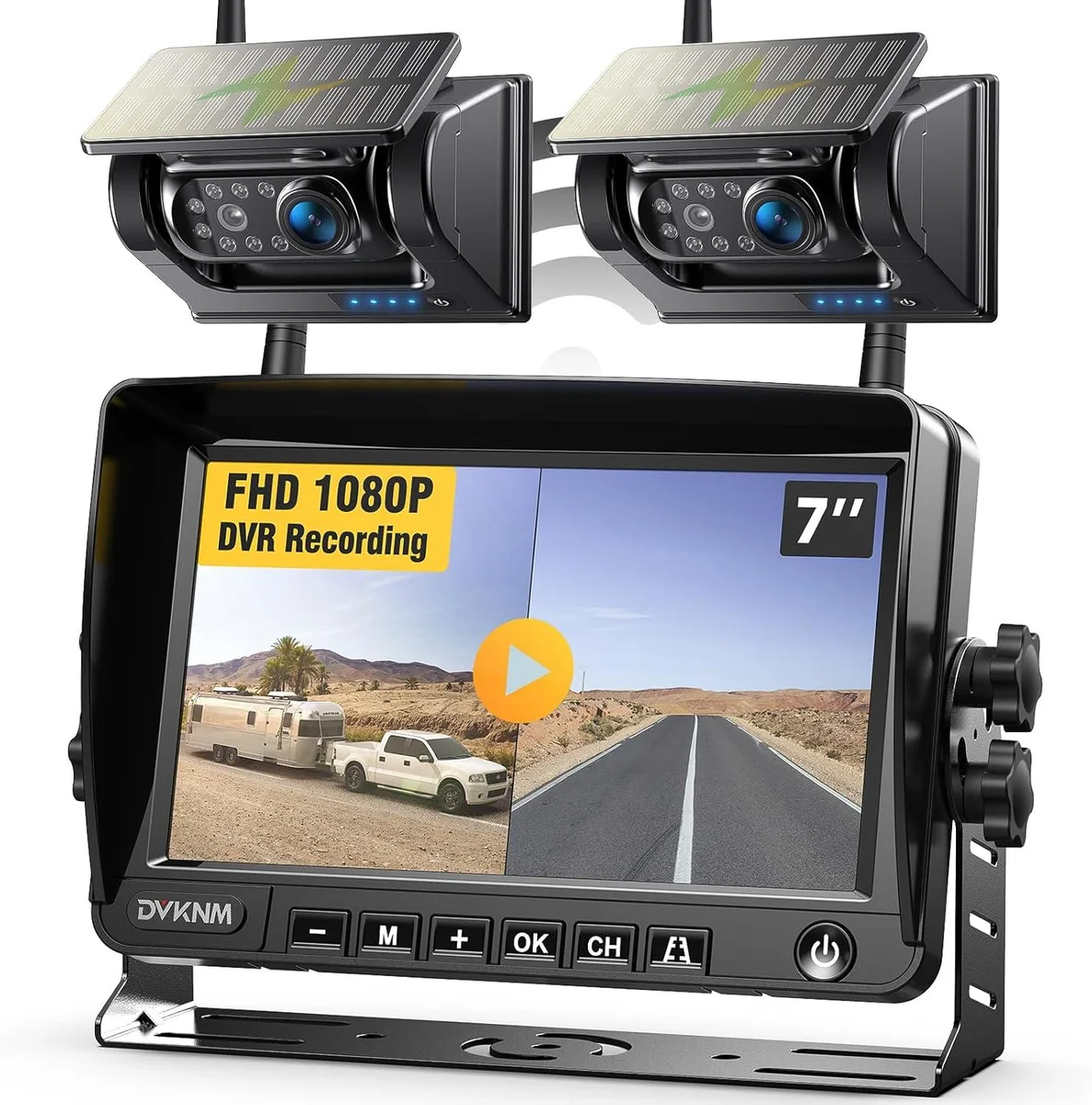 WUQ WUQ 2 Magnetic Solar Wireless Backup Camera HD1080P 7" IPS Monitor System — product photo