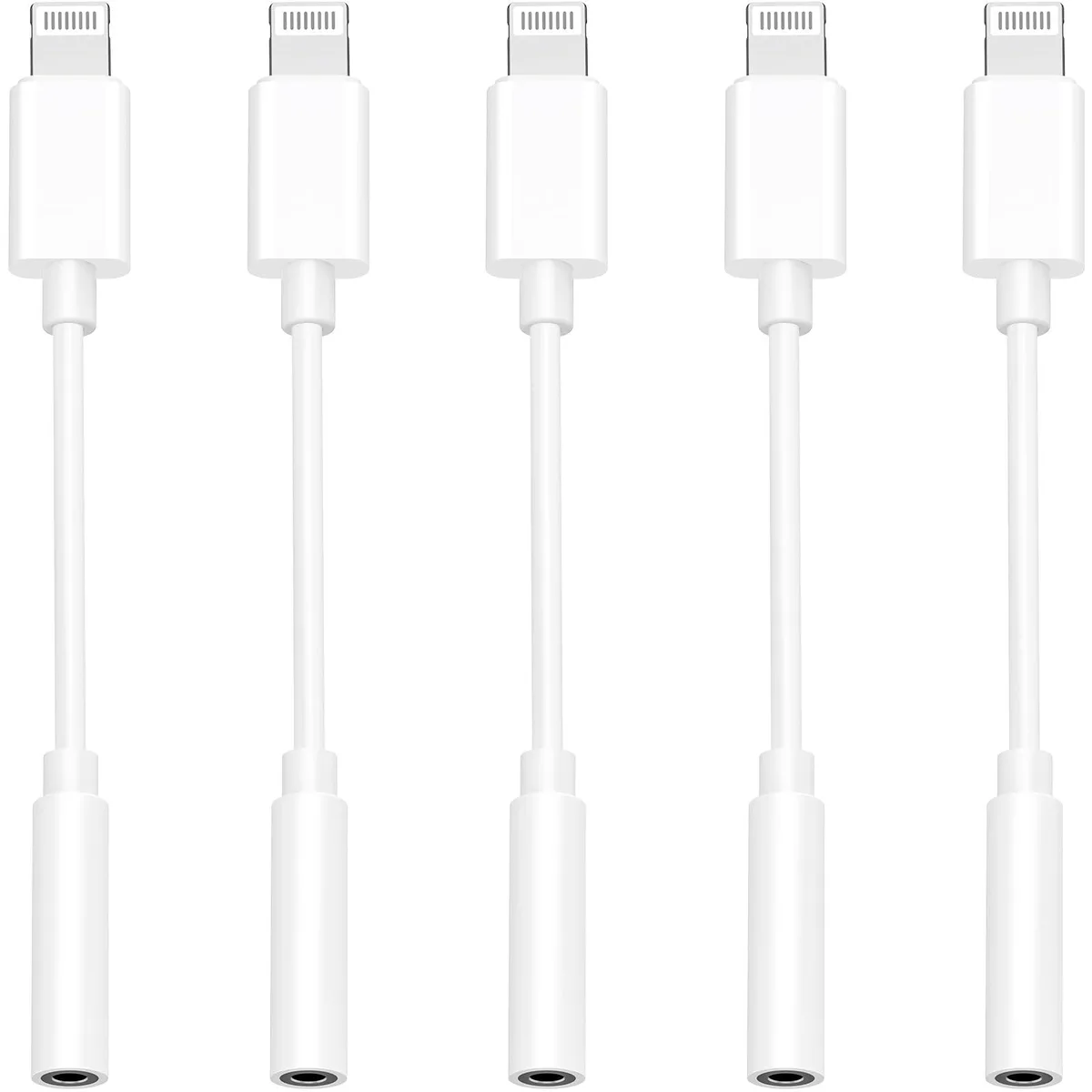 1STCHAMP 5 Pack Lightning to 3.5 mm Audio Adapter — product photo