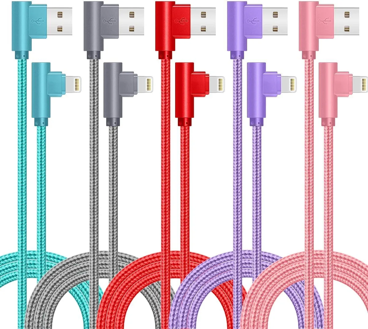 MCHOSE MCHOSE 90 Degree 6FT USB to Lightning Cable 5Pack — product photo