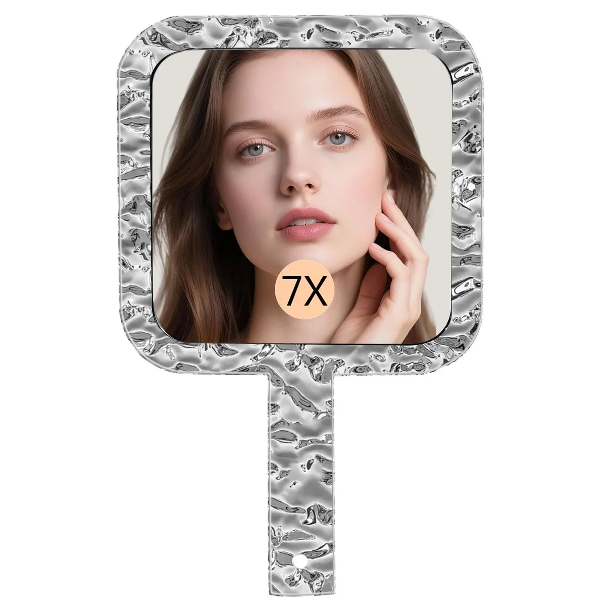  Famihomii 7x Magnification Mirror Dual-Sided 1X/7X 10.0" x 6.1" Silver ABS — product photo