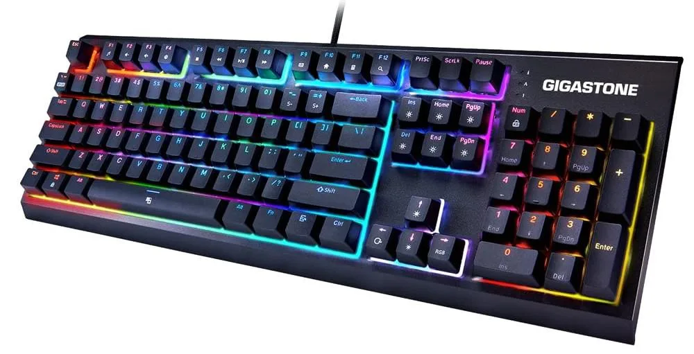 Gigastone Corporation Gigastone Corporation GK-12 Mechanical Gaming Keyboard Brown Switches 104 Keys RGB Black — product photo