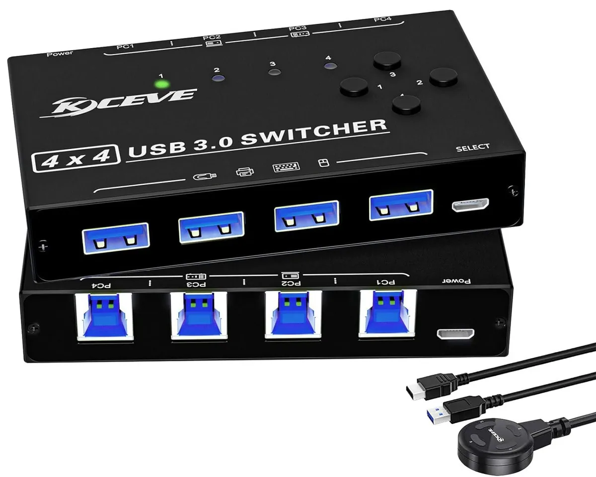 Hitoor Hitoor 4-Port USB 3.0 KVM Switch with Wired Remote — product photo