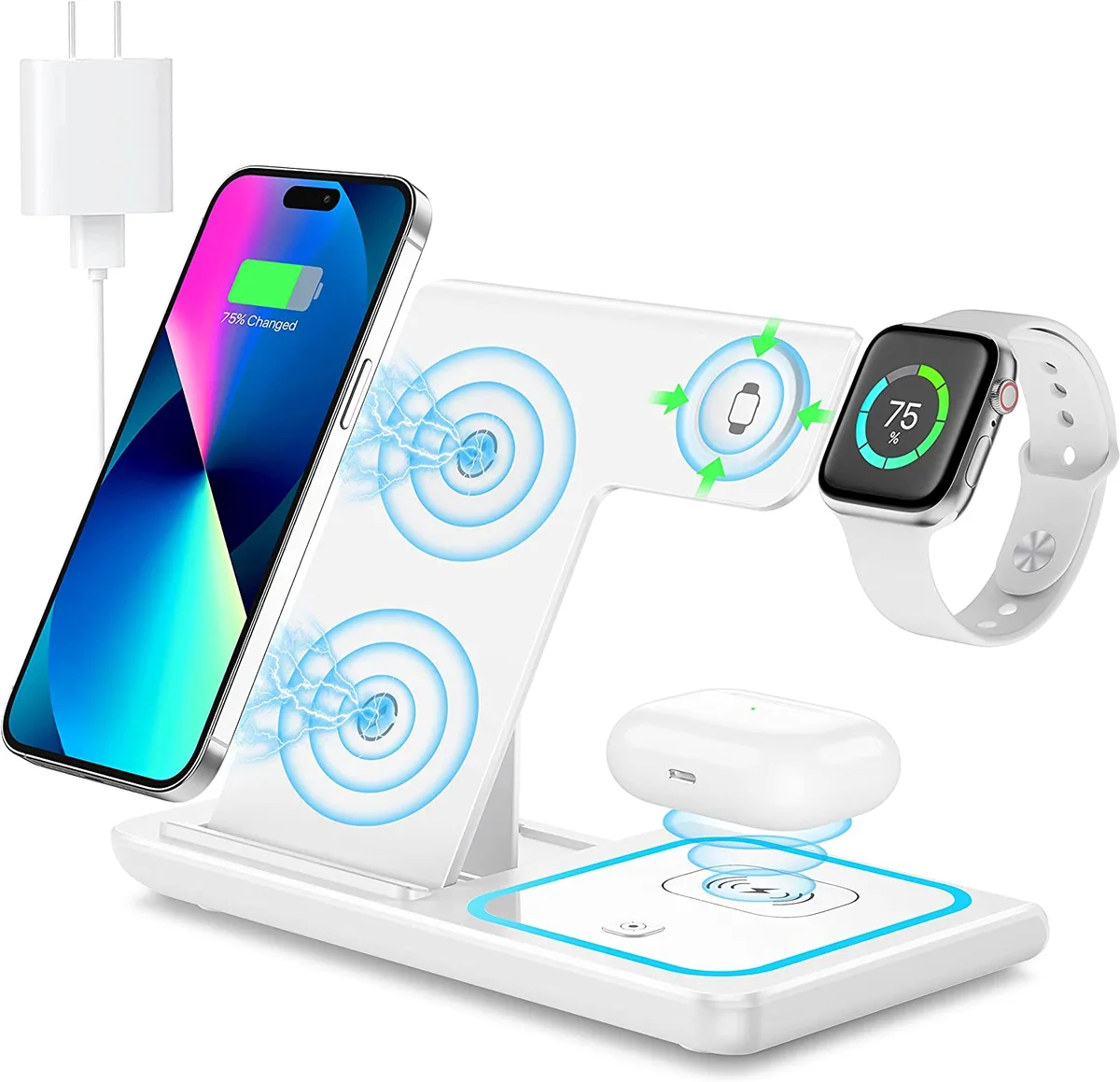 Corn Electronics Corn Electronics 3 in 1 Wireless Charger White 15W — product photo