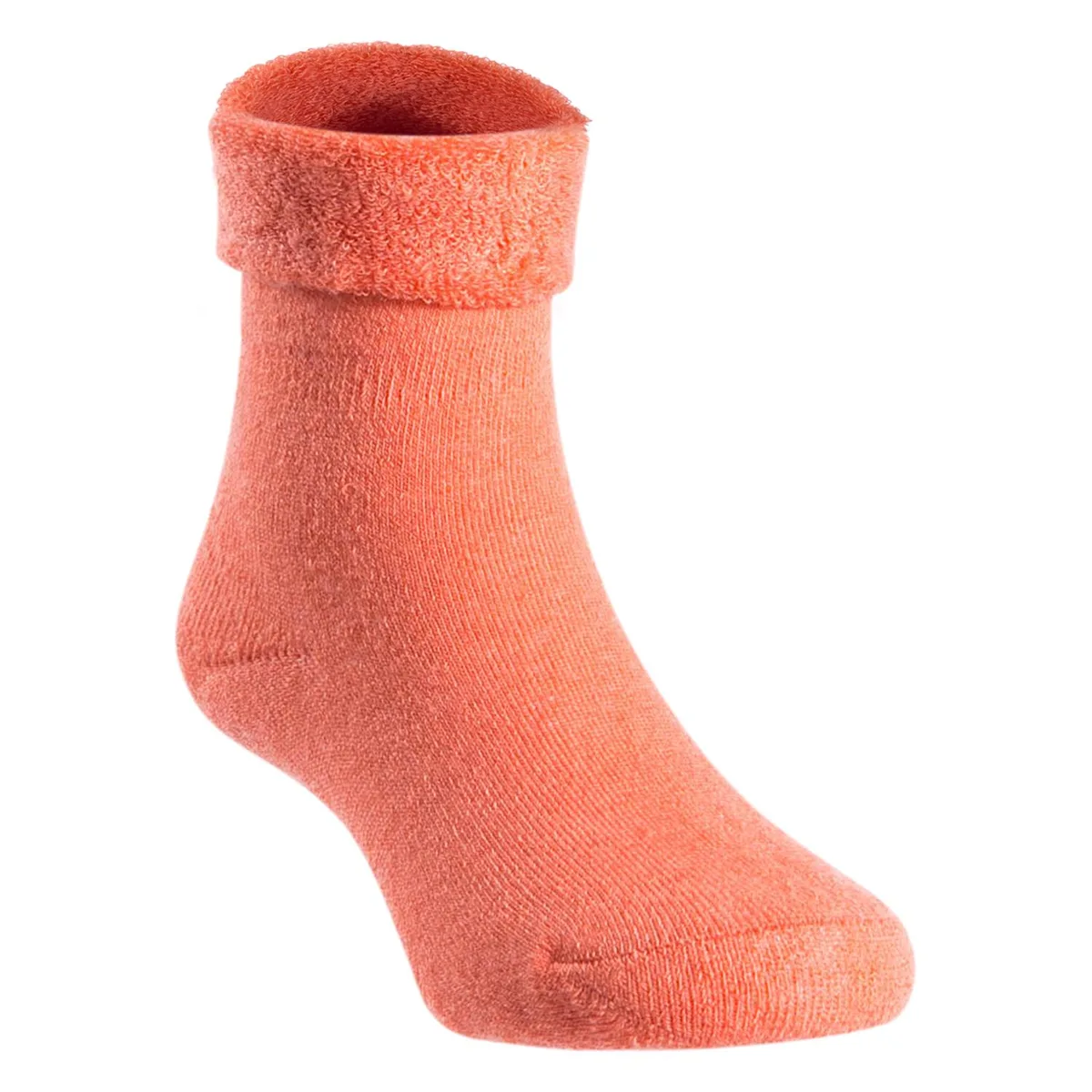 Pair of orange knee-high wool socks, size 6M-12M, soft textured knit with ribbed cuffs