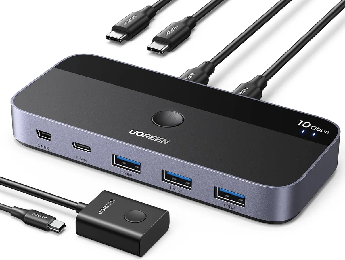 GCROWN GCROWN USB-C Switch 2 PCs 4 Ports USB 3.2 10Gbps KVM Switch — product photo