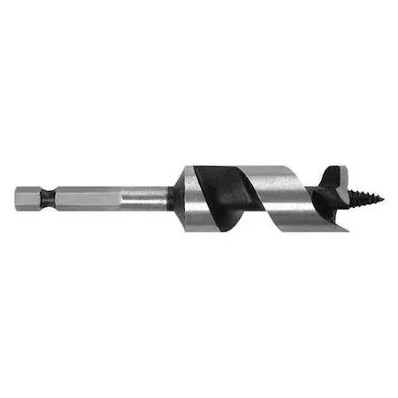Century 4 inch ship auger bit, single cutter and spur, solid center twist, bare steel finish