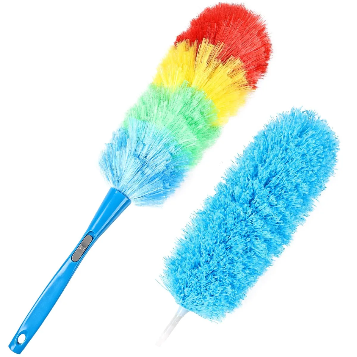 Rainbow microfibre duster with two bendable heads and 24in handle