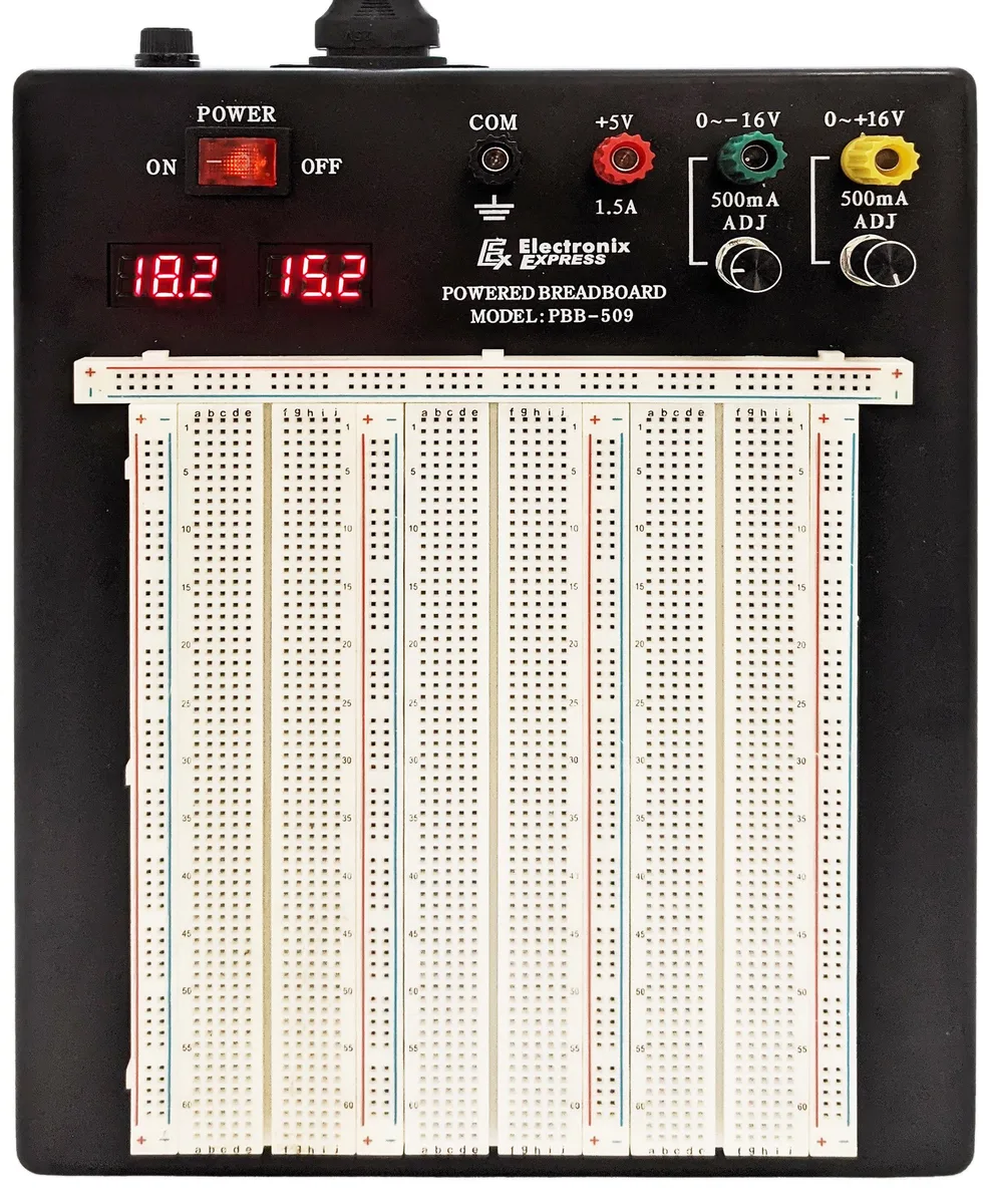Electronix Express Electronix Express Powered Solderless Breadboard 2390 Tie Points 3 Regulated Power Supplies 2 LED Voltmeters — product photo