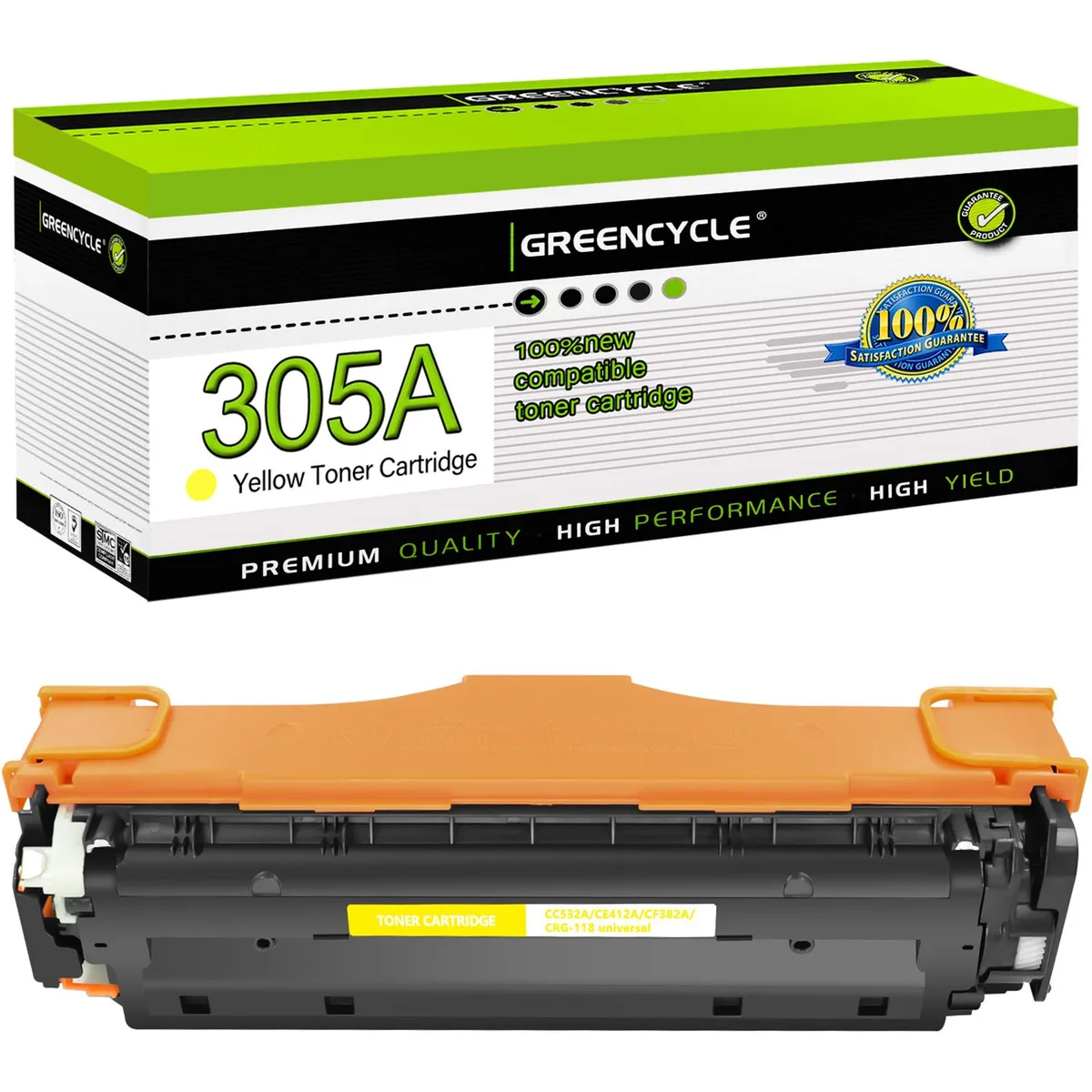 GREENCYCLE GREENCYCLE 305A Yellow Toner Cartridge CE412A 2600 pages — product photo