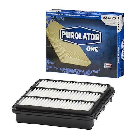 Rectangular pleated paper air filter in white frame, model A24720
