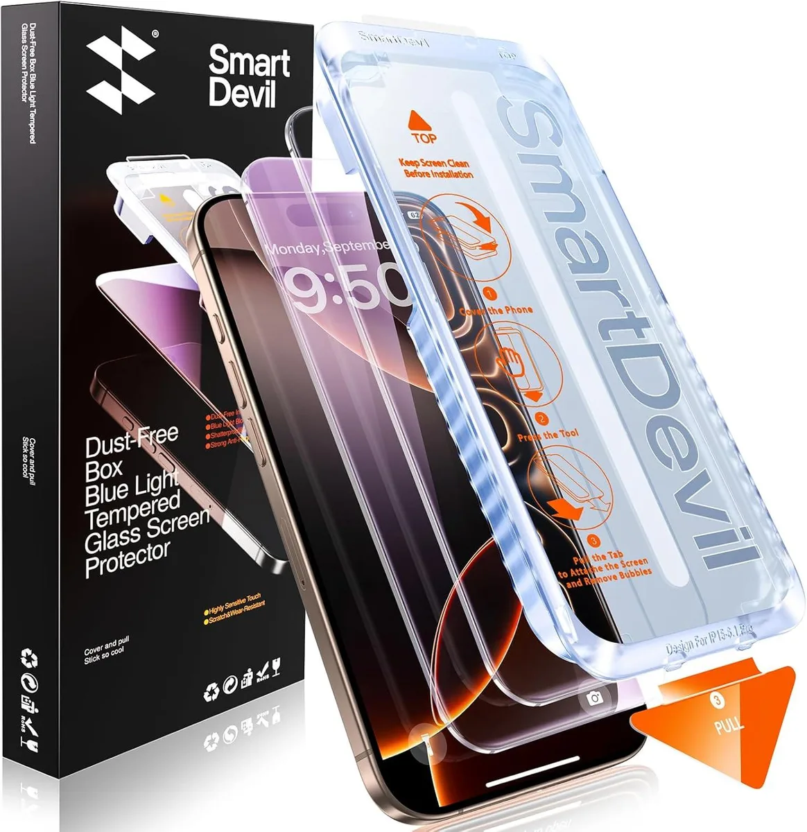 NuoTo NuoTo Screen Protector 2 Pack for iPhone 16 Pro Max Anti-Blue Light 9H Tempered Glass — product photo