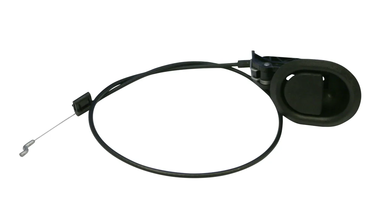 Black plastic flapper style recliner release handle with exposed wire