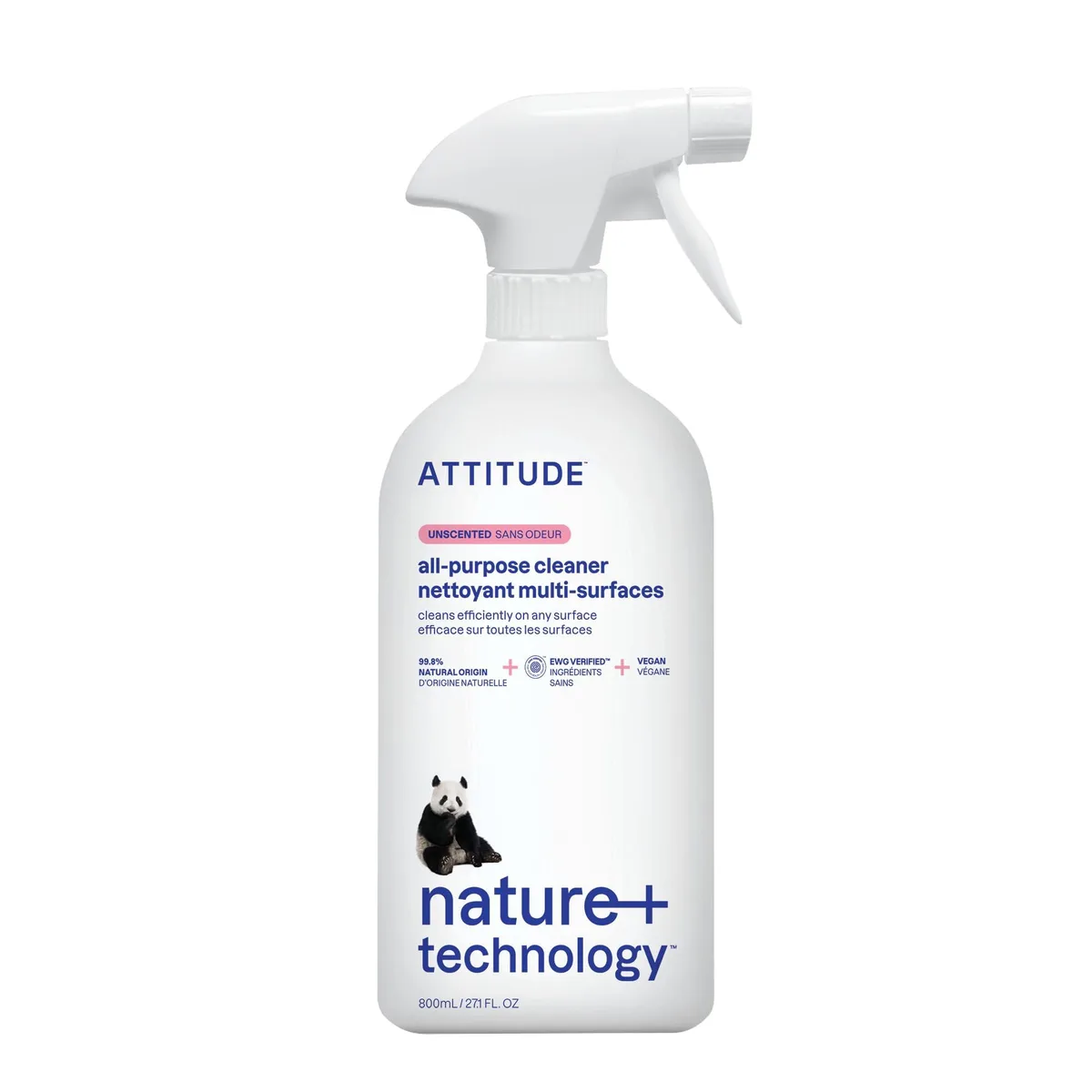 White trigger-spray bottle with clear liquid, 27.1 fl oz, Metra 10190 label