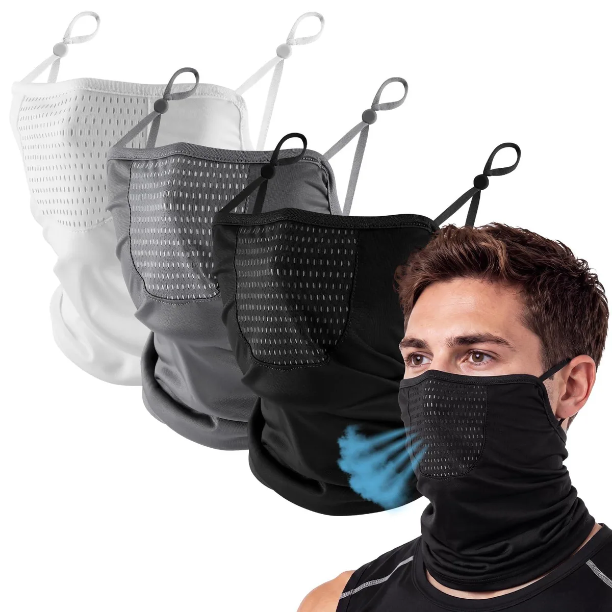  Geyoga Gy10243 3-Pack Cooling Neckwear Gray White Black — product photo