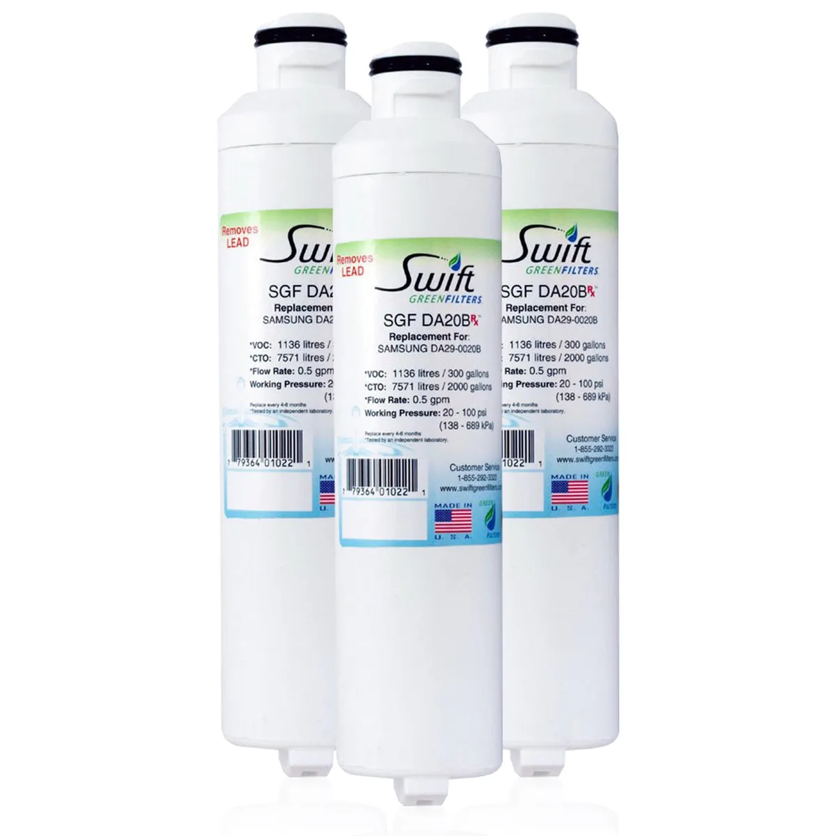 Swift Green Swift Green SGF-DA20B Rx refrigerator water filtration (3 pack) — product photo